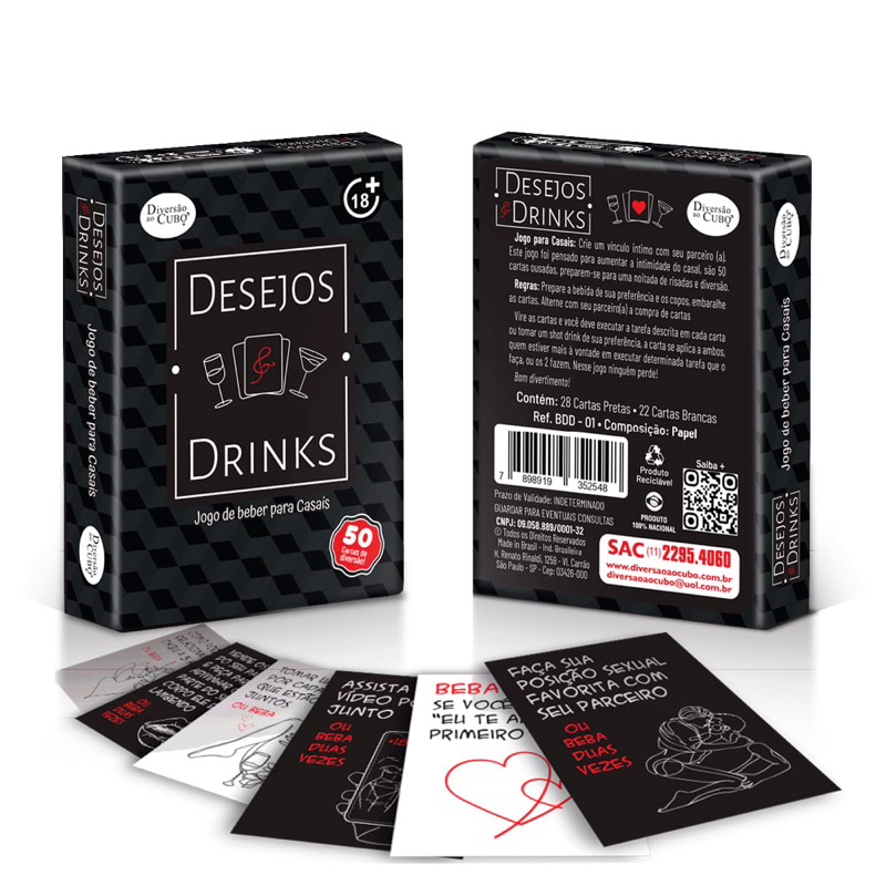 Jogo Desejos e Drinks Para Casais Diversão ao Cubo