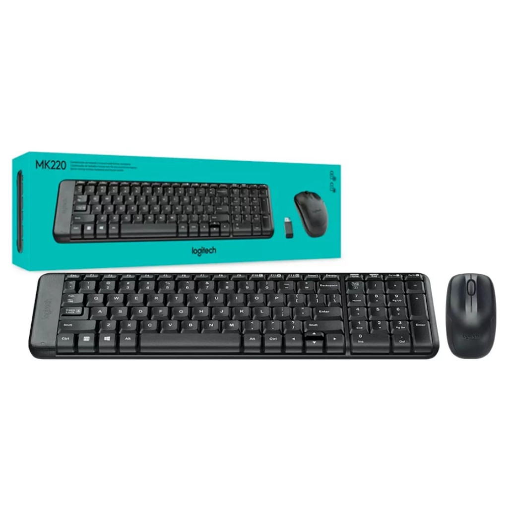 Kit Mouse e Teclado MK220 Logitech s/ fio - ABNT2