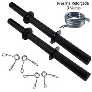 02 Barras oca de 40 cm para anilhas + 4 presilhas