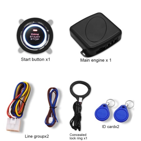 Kit Ignição Botão Start Stop Universal Novo Com Sistema Anti Furto RFID