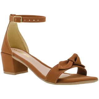Saltinho Feminino Sandália Salto Grosso Baixo Confortável Laçinho Tendência Shekinah Laço Nobuck