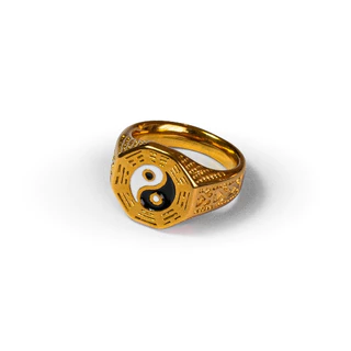 Anel Masculino Yin Yang Dourado em Aço Inoxidável