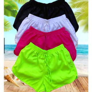 Kit 4 Short Tactel Shorts Feminino verao praia academia fitness shortinho - kit c/ 4 shorts