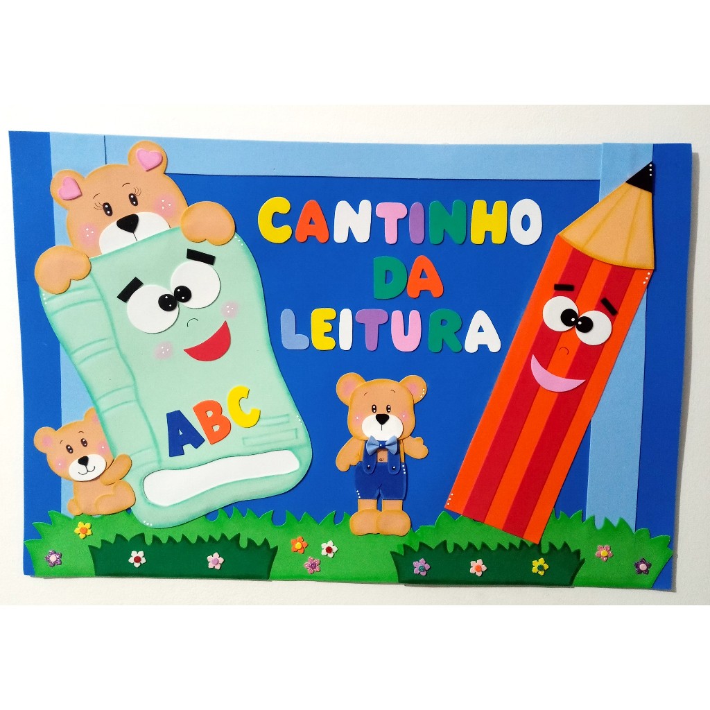 Painel Cantinho da Leitura em eva Tema Ursinhos/Cartaz decorativo ...
