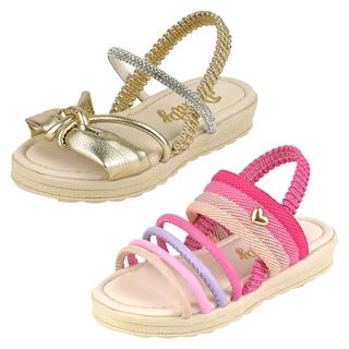 Kit com 2 Pares Sandália Infantil De Menina Feminina Papete Confortável Tratorada Leve Criança