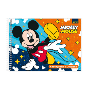 Caderno Cartografia e Desenho Capa Dura 48 Folhas Disney Mickey Clássico Spiral - PT 1 UN