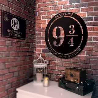 Quadro Vazado Harry Potter Plataforma 9.3/4 arte decoração Mdf Quadro para Sala de estar moderno