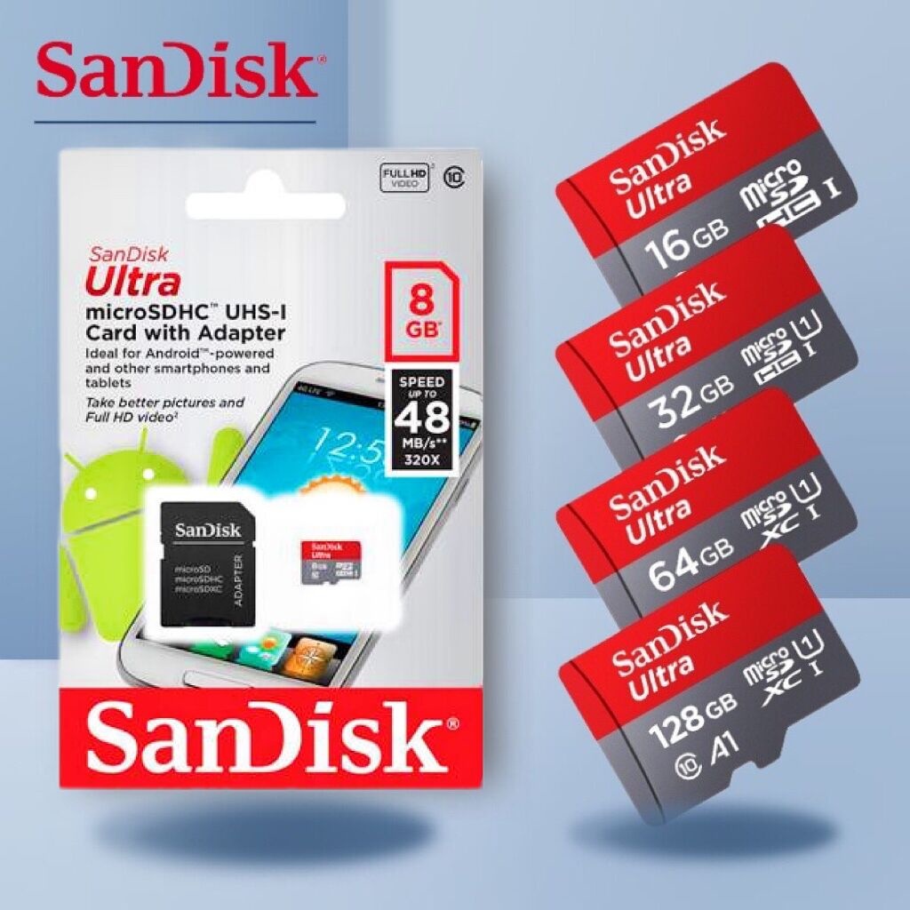 Sandisk Cartão De Memória Cartão Sd A1 8GB 16GB 32GB 64G 48M S para celular Microsd Card