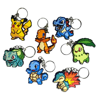 Chaveiro Pokémon Pixel Art Emborrachado Alto Relevo Pikachu Bulbasaur Charmander Squirtle Chikorita