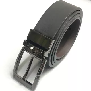 Cinto Masculino De Couro Brilhante Com Fivela Dupla Face De Pino Perfurador de Presente