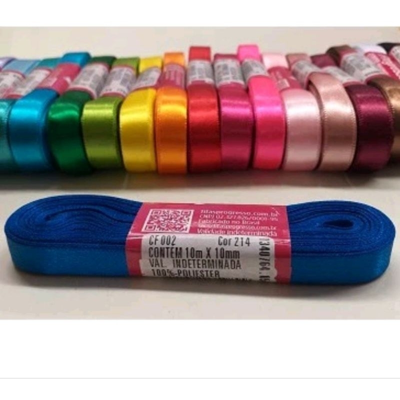 10 metros fita de cetim n°02 mm várias cores, fita tipo pano | Shopee ...