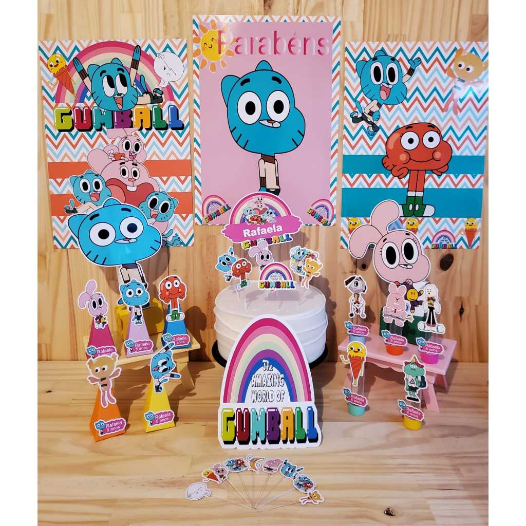 kit festa lembrancinha perssonalizada o incrivel mundo de gumball menina  53-itens | Shopee Brasil