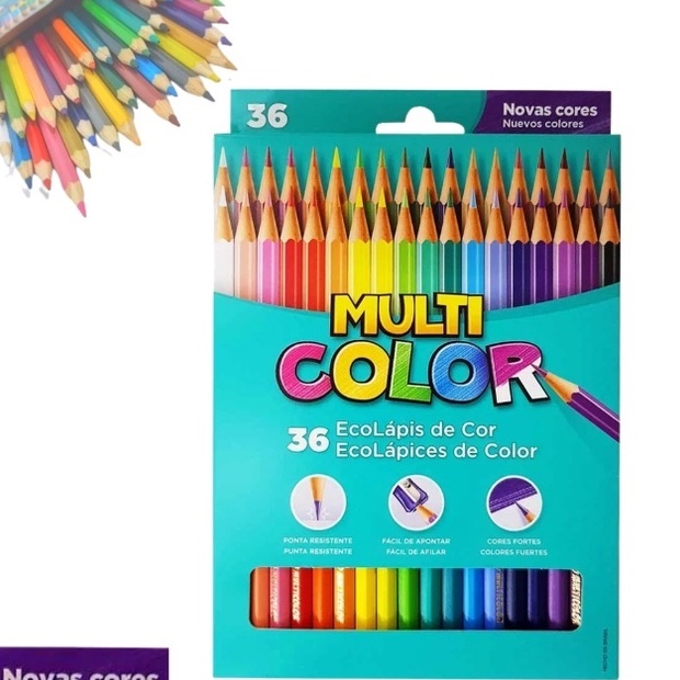 Lapis Cor Multicolor 36/24/12 cores - Faber-Castell Infantil Escolar Volta as aulas kit cores vivas
