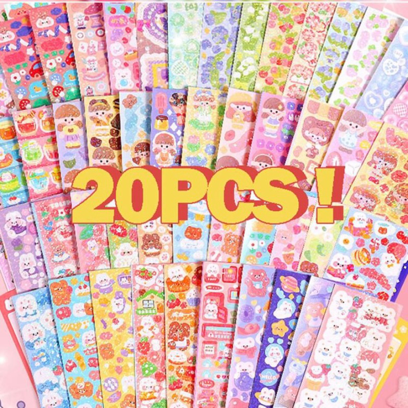 10/20 Cartelas de Adesivos Brilhante Desenhos Fofos Decoração Variadas Modelos