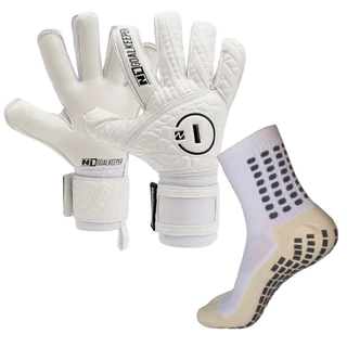 Luva de Goleiro Profissional N1 Cronos White + Meia Antiderrapante - Envio Mesmo DIA