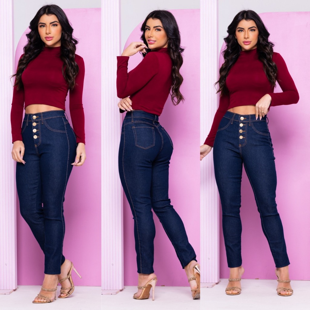 Calça Jeans Premium Empina Bumbum com Corrente Ouro