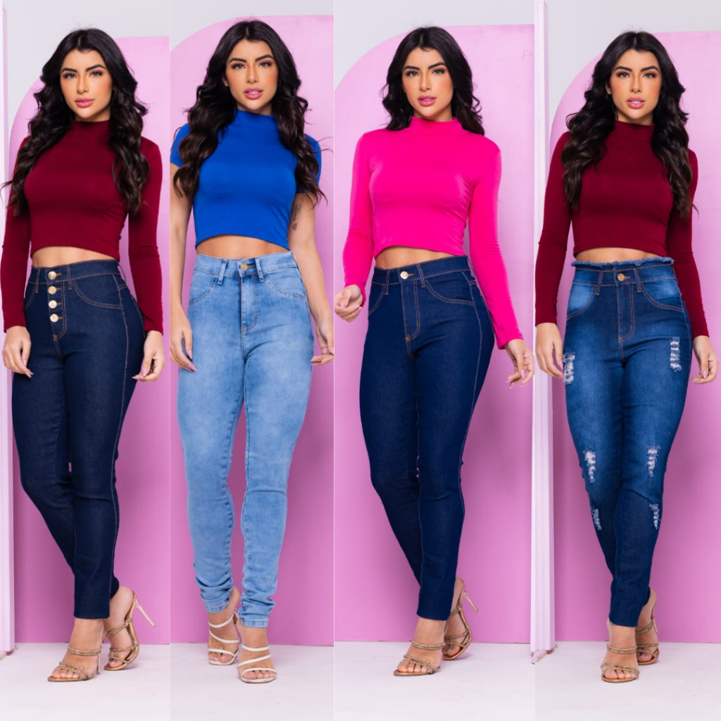 Calça Feminina Jeans Cintura Alta Empina Bumbum Qualidade Premium