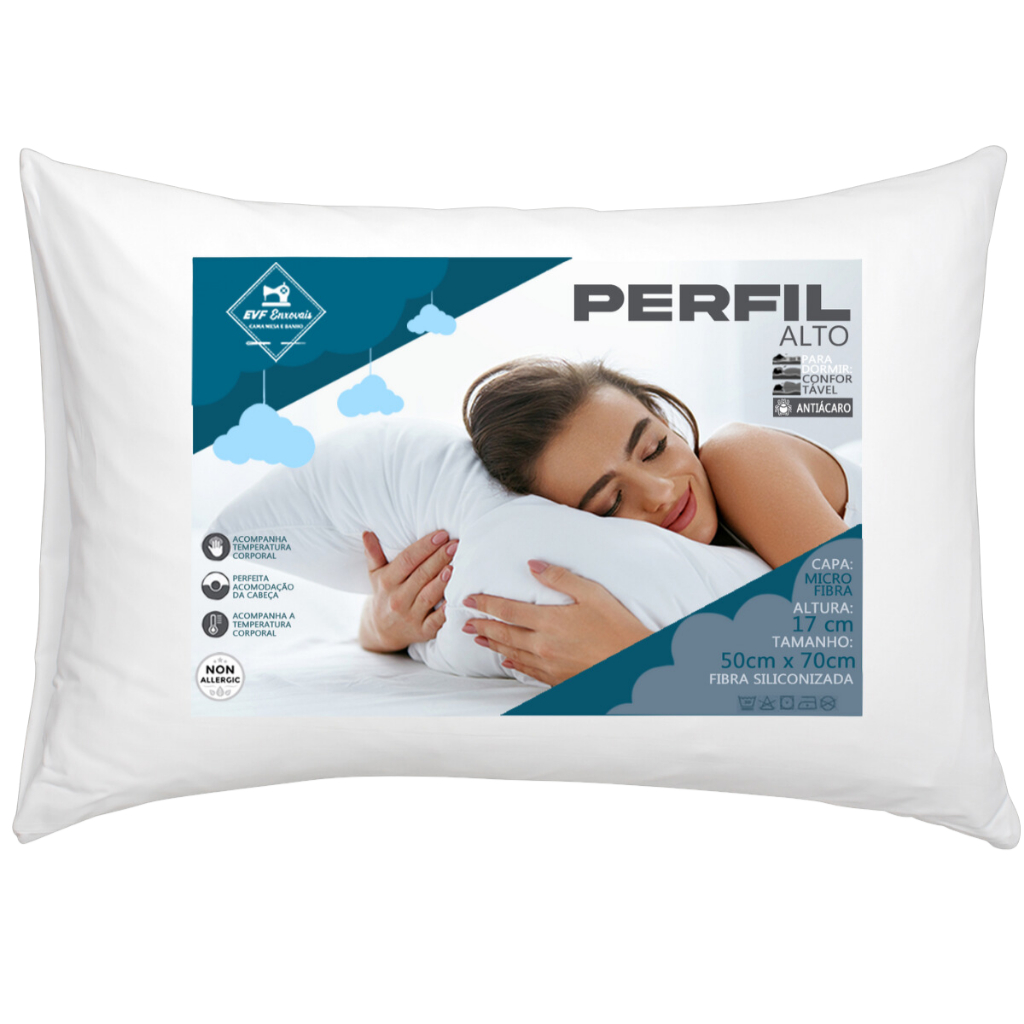 Travesseiro Perfil Alto Extra Macio 70x50 tecido 100% Micro Premium ...