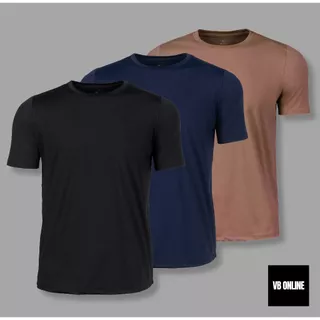 VB ONLINE Kit 3 Camisas Camiseta Masculina Para Academia Praia Poliamida Com Protecao Uv Malha Fria