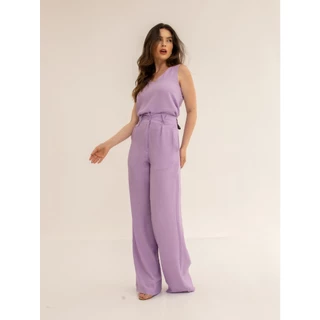 CONJUNTO FEMININO blusa e calça flare com botão cós de elastico DUNA .CON-039