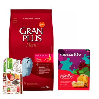 Ração Gran Plus Cães Menu Adultos Mini Carne E Arroz -15Kg