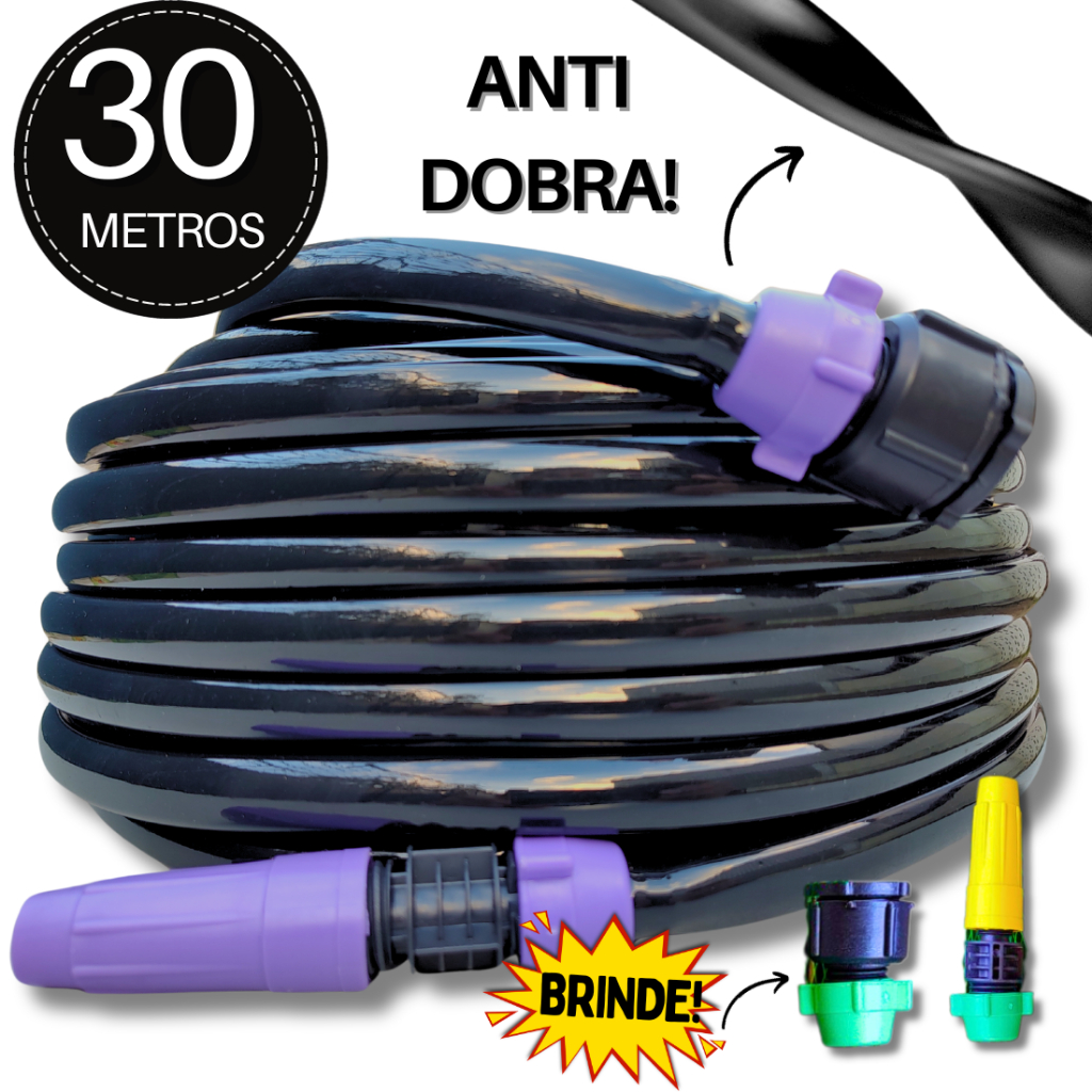 Mangueira de Jardim Black Flat Anti-Torção e Anti-Dobra - 30 Metros