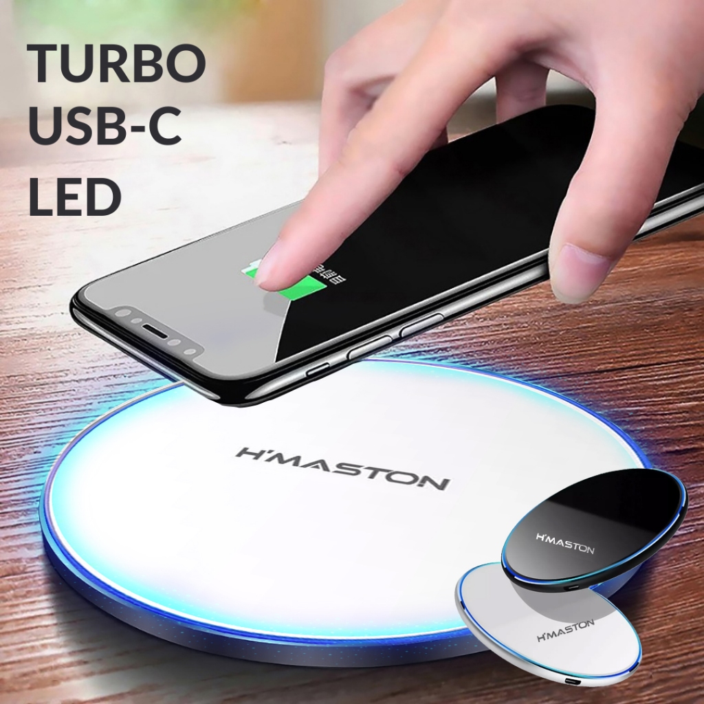 Carregador Por Indução com Led Turbo Carga Rápida Sem Fio Wireless Usb-c Xiaomi iPhone Samsung 15w