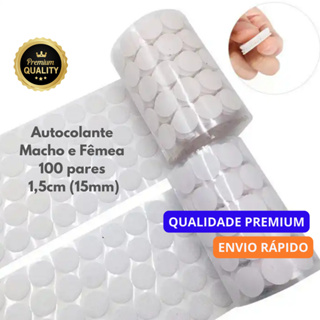 Velcro Autocolante Adesivo Redondo 10mm Dupla Face 100 Pares