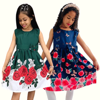 Kit 2 vestidos estampas florais festa