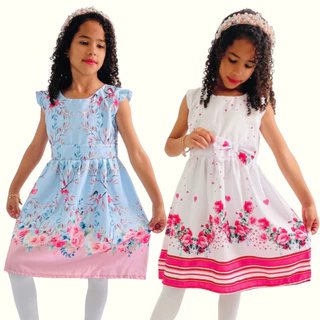 Kit 2 vestidos infantis estampas flores