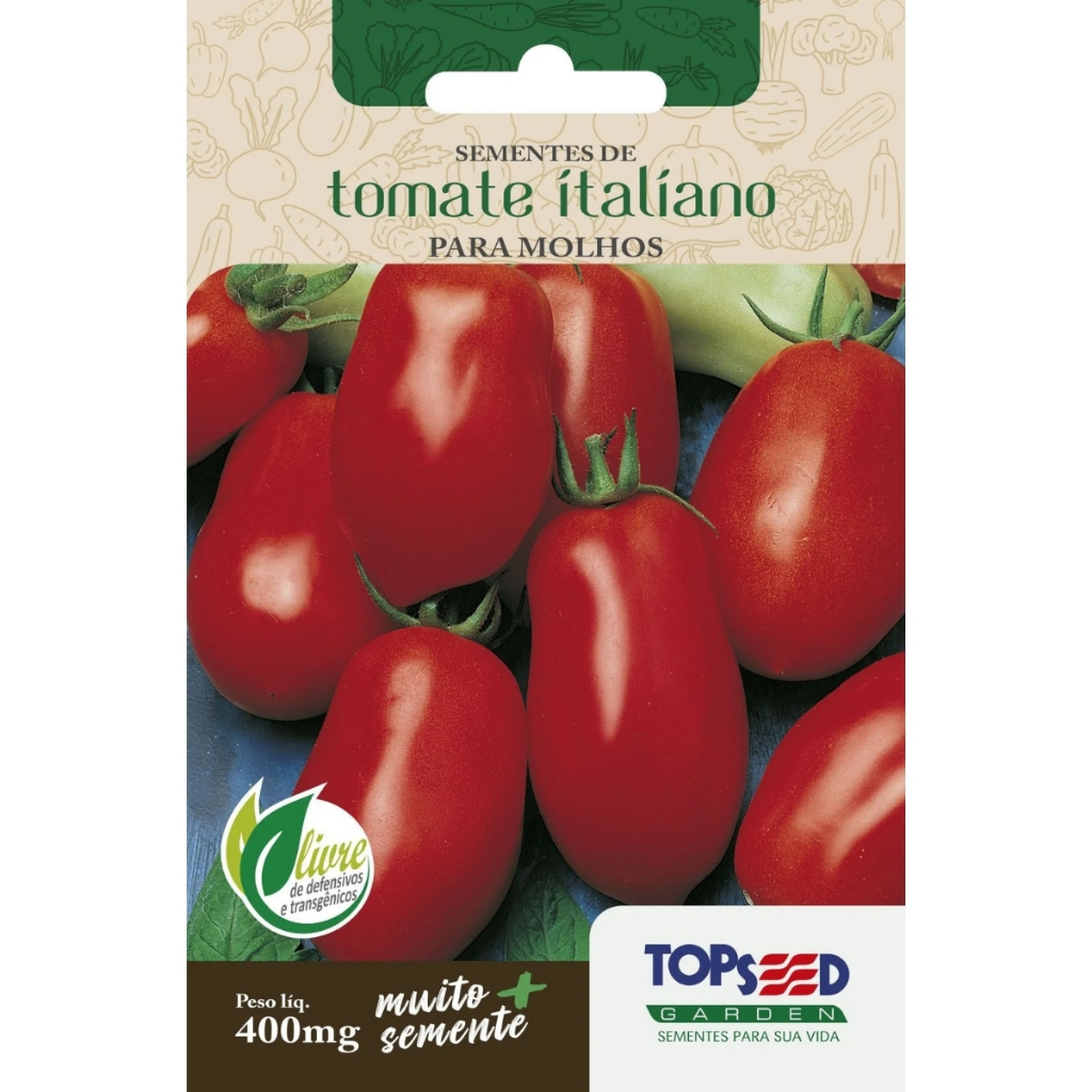 Sementes De Tomate Italiano Para Molhos Topseed Sem Agrotóxico - Envelope 400mg