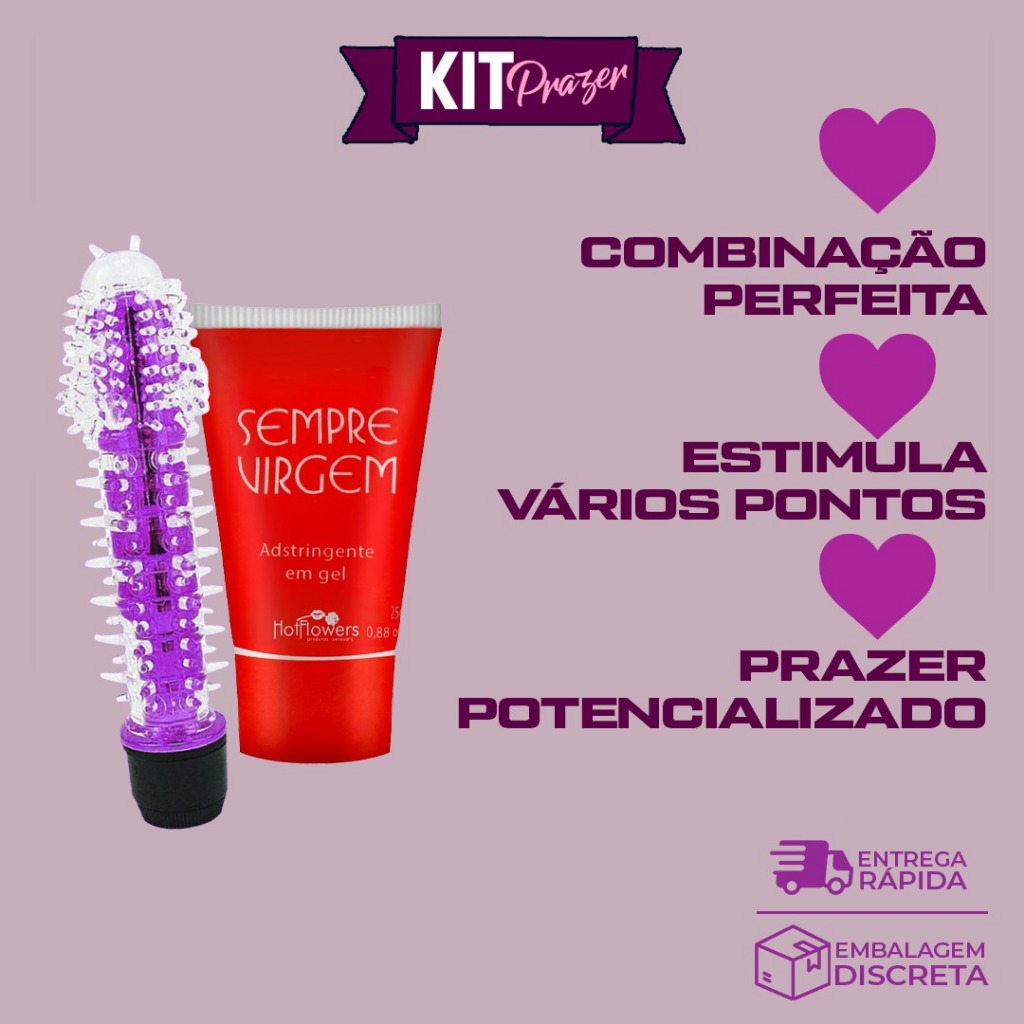 Kit Vibrador Personal Com Capa Peniana + Gel Lubrificante Sempre Virgem