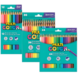 Kit Lápis De Cor Multicolor 12 Cores 24 Cores 36 Cores em Oferta na Shopee