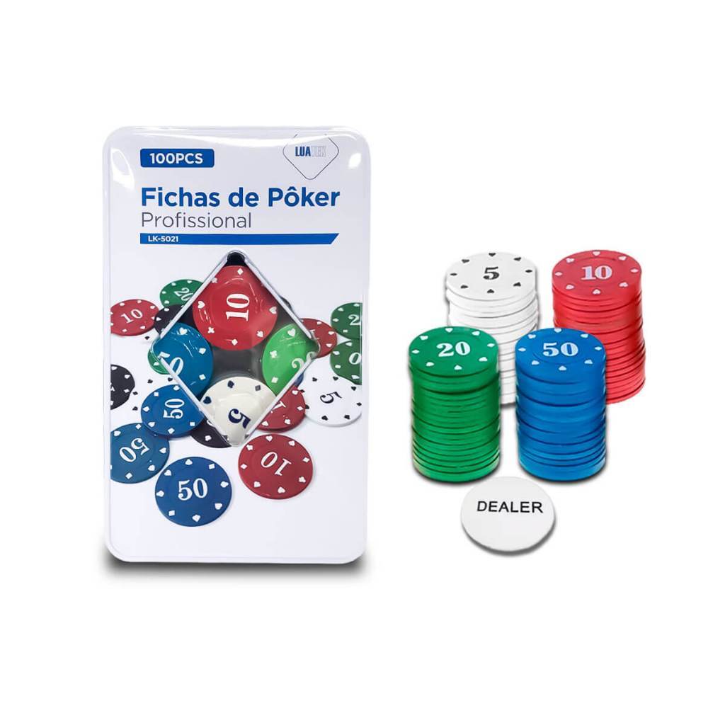 Jogo Ficha de Poker Profissional 100un Marca Luatek Modelo LK-5021