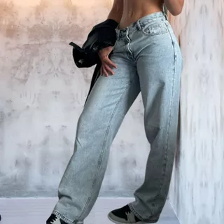 CALÇA WIDE LEG FEMININA CÓS BAIXO MODA JEANS BLOGUEIRA