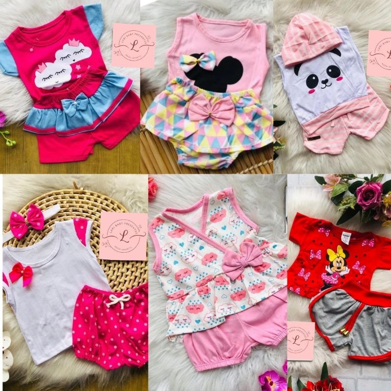 Kit 6 peças de roupa para bebê menina (3 CONJUNTOS) RN, P, M ou G - 0 a ...