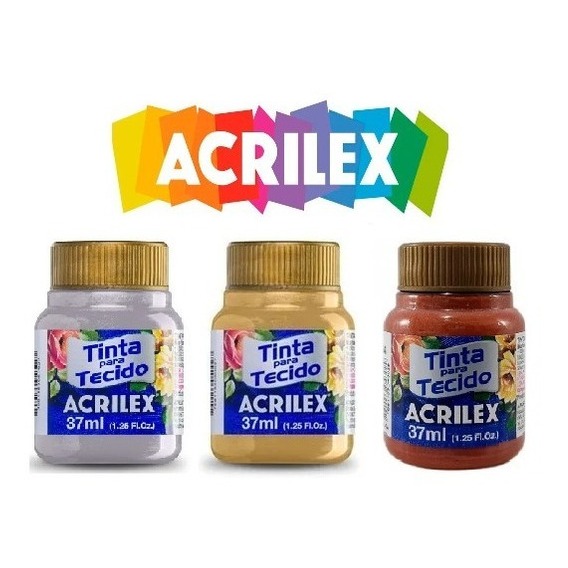 Kit Com 6 Tintas De Tecido Acrilex 37ml - Escolha As Cores