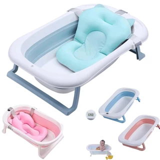 Kit Banheira Retrátil mais Almofada Banho Bebê Infantil Boia Flutuante Recém Nascido
