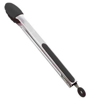 Pegador de Churrasco Salada Carnes em Aço Inox e Silicone 33,5cm Preto