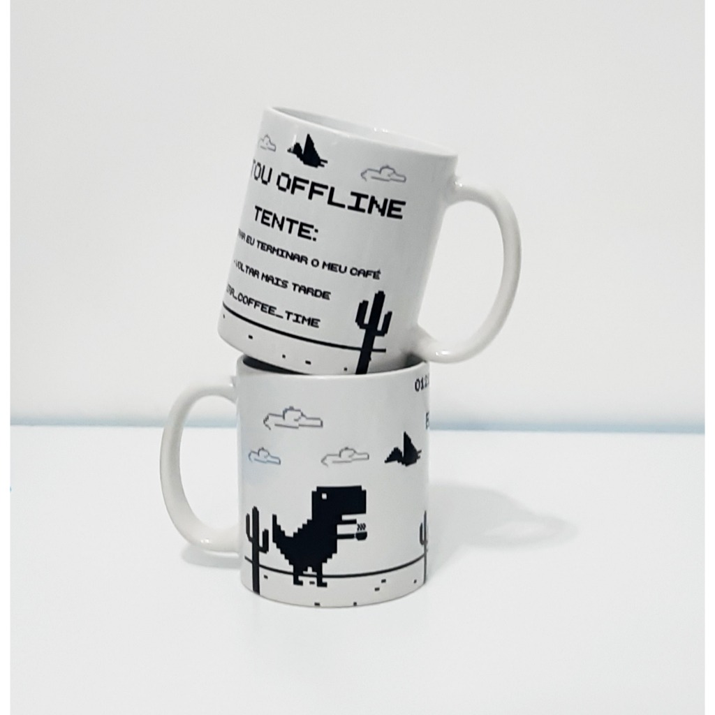 Caneca estou offline dino jogo dinossauro google t rex 