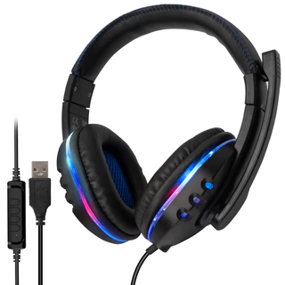 Fone De Ouvido Gamer Com Fio Usb Para Pc Note book Headset Com Microfone LED RGB Kapbom