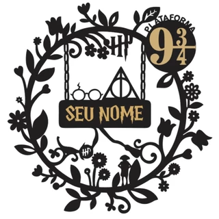 Guirlanda Harry Potter Personalizada Faça Com Seu Nome Em MDF Preto Vazado