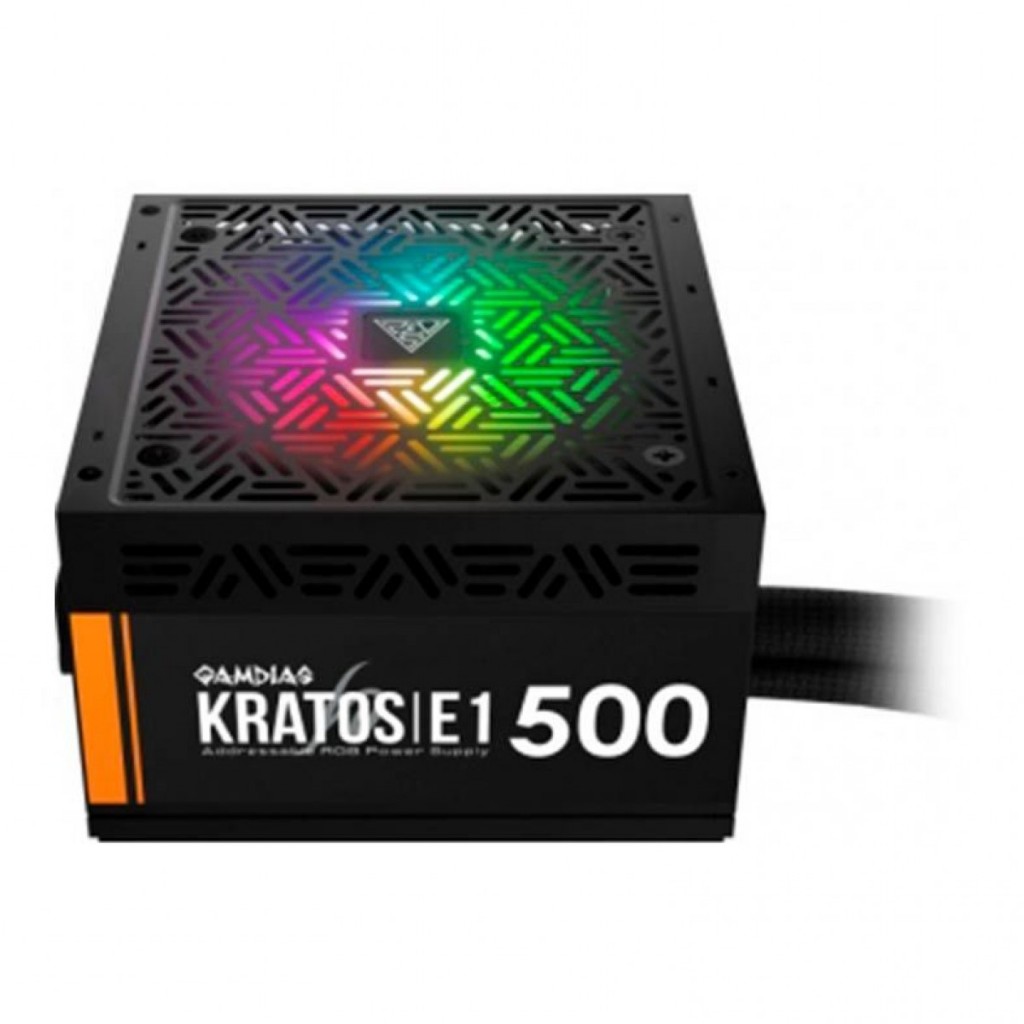 Fonte GAMDIAS Kratos E1, 500W, 110/220V Chaveada, LED RGB, Sem Cabo - GD-Z500ZZZ