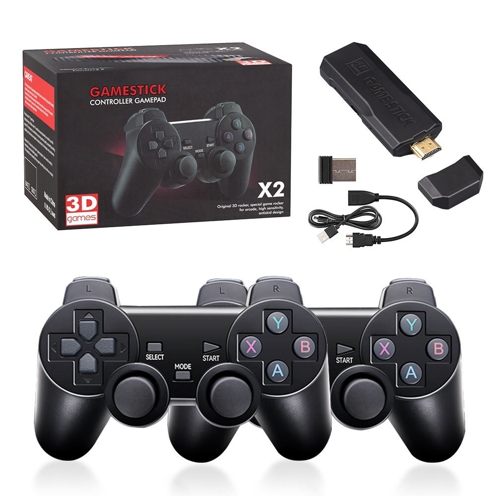 Console Game Stick X2 4k GD10 64GB 37000 MIL Jogos + 2 Controles Retrô ...