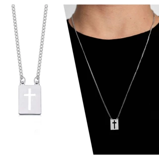 Colar Masculino Corrente com Pingente Cordão Correntinha tipo Escapulário Aço Inoxidável 316L Antialérgico Cruz Não fica Preto