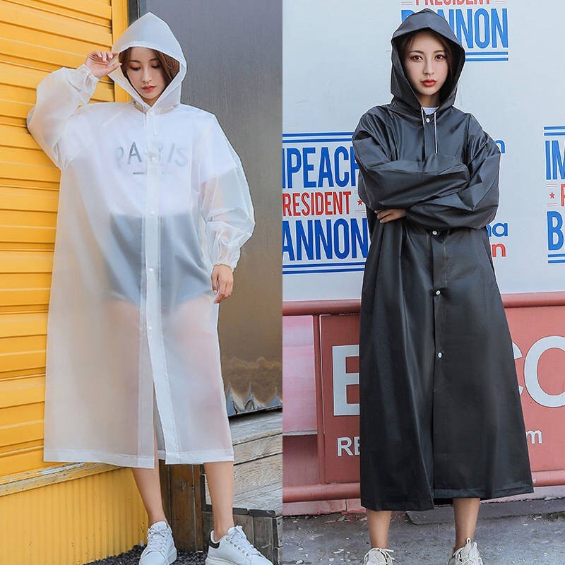 capa chuva com Gabardina grossa e comprida transparente reforçada reutilizável