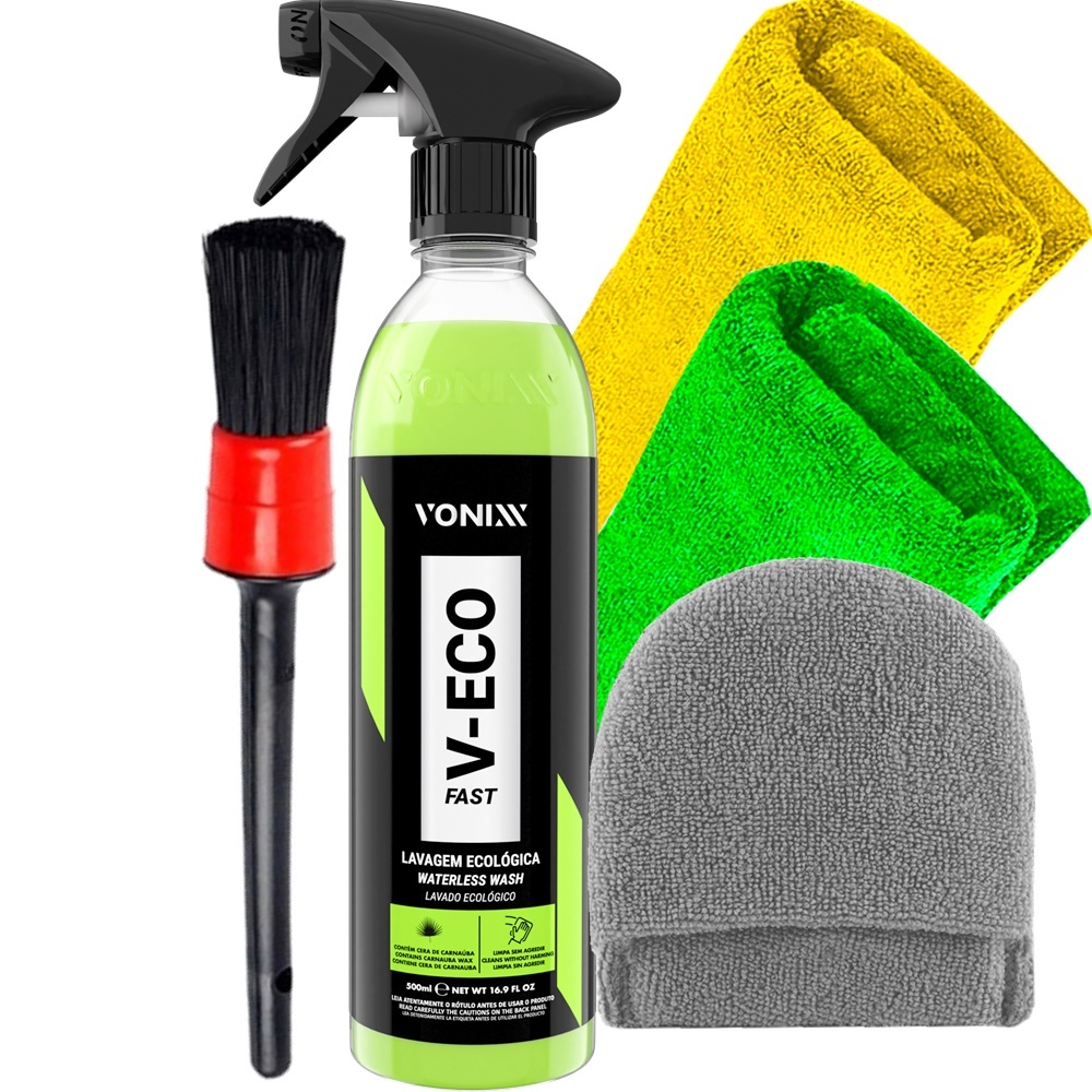 Lava Seco V-eco Fast Lavagem Ecológica a Seco V-Eco Vonixx 2 Toalhas Pano Pincel Aplicador Bolso