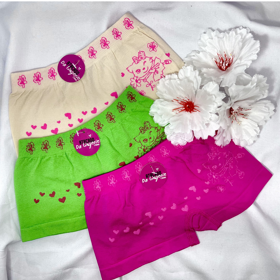Kit 3 calcinha Box Cueca Infantil Menina Importada Conforto