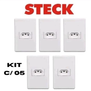 kit com 5 Conjunto Tomada 2p+t 10a Horizontal - Stella - Steck