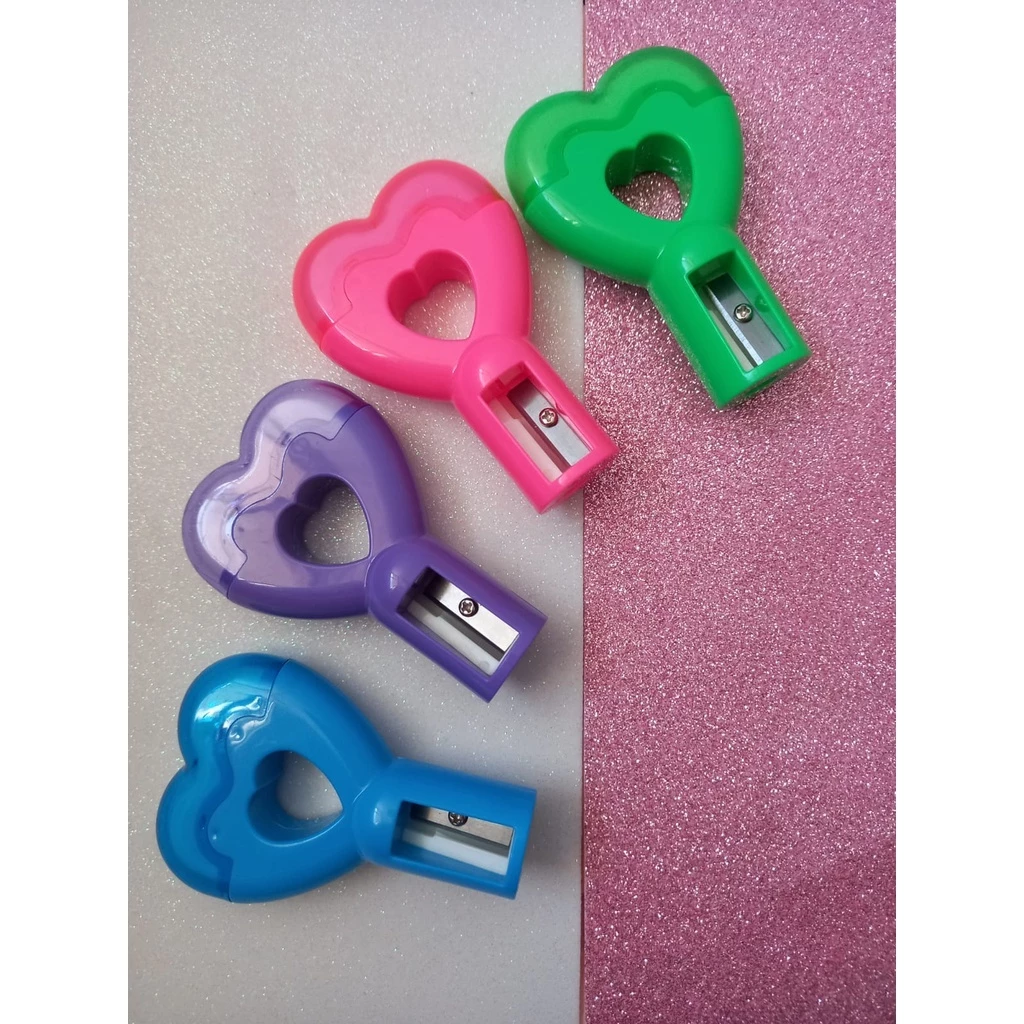 Borracha apontador 2x1 em formato de coração - Papelaria Fofa / Papelaria Divertida / Material Escolar / Material de Escritório / Volta às aulas